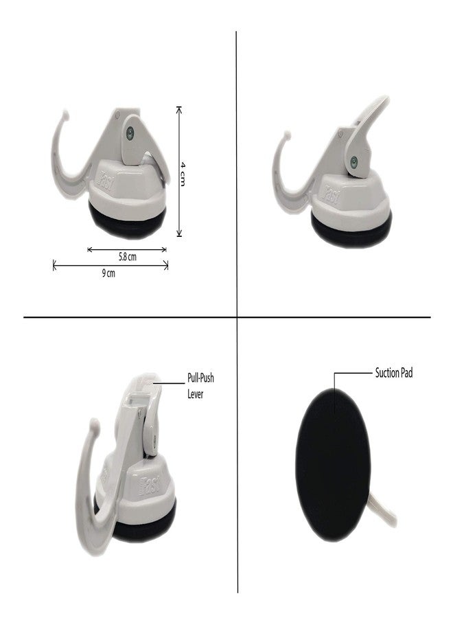 Vacc Fast Acrylic Heavy Duty Vacuum Based Suction Hooks Big Size Wall Hook Hanger and Holder Specialized for Kitchen, Bathroom, Restroom Organization - Pack of 3 (White) - Image 3